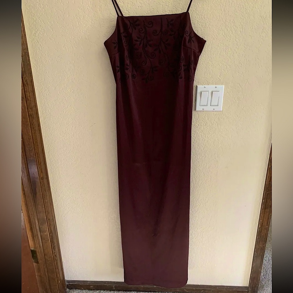 Rampage Juniors Wine / Burgundy Embellished Long Dress